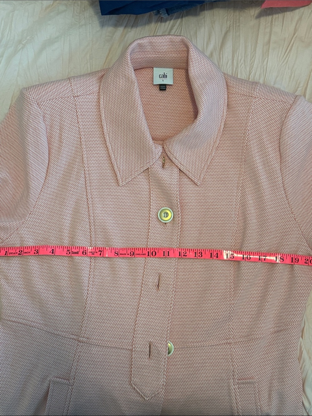 CAbi Peach-Pink Textured Button-Front Trench Coat - Picture 6 of 11